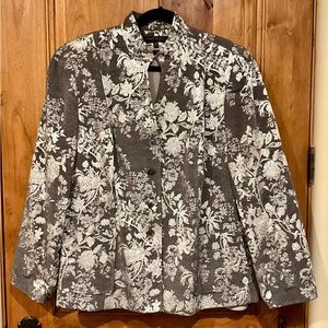 Elegant Anne Klein Gray and Sillver Metallic Floral Jacket Plus Free Shell!